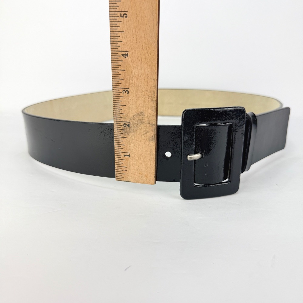 VTG RETRO Wide Nine West M Black Patent Leather Square Buckle Women Belt - Picture 9 of 10